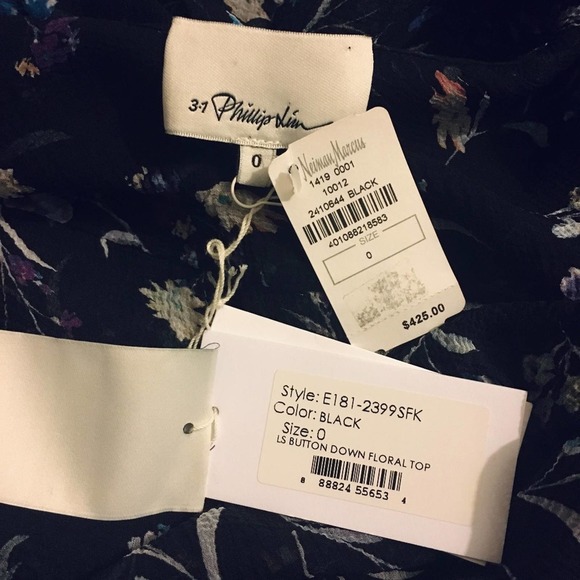 3.1 PHILLIP LIM Floral Silk Chiffon Shirt Top - Picture 8 of 10